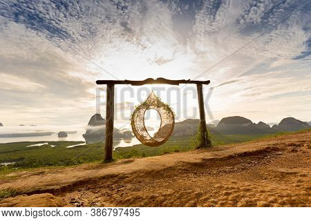 Samet Nangshe Viewpoint At Sunrise In Phang Nga, Thailand.