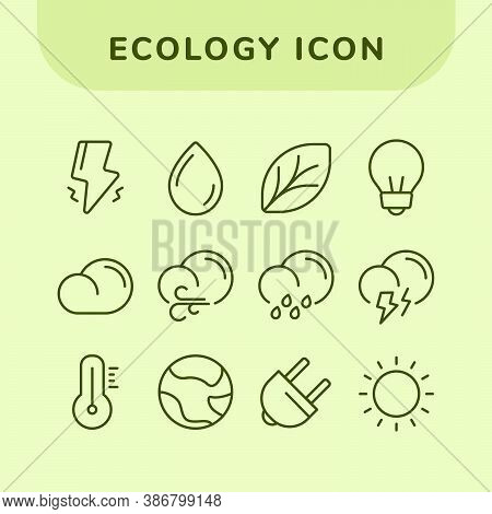 Ecology Green Icon Set Collections Pack With Outline Style