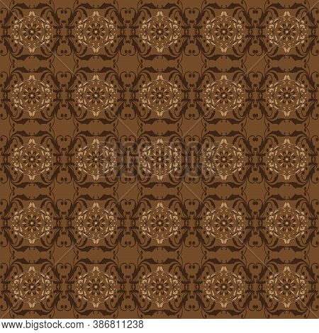 Modern Flower Motifs On Parang Batik Design With Dark Brown Color Concept.