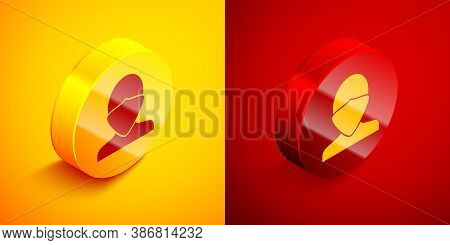Isometric Vandal Icon Isolated On Orange And Red Background. Circle Button. Vector