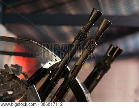 Four 0.303 Browning Machine Guns In British World War Two Bomber Rear Turret.