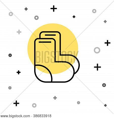 Black Line Valenki Icon Isolated On White Background. National Russian Winter Footwear. Traditional 