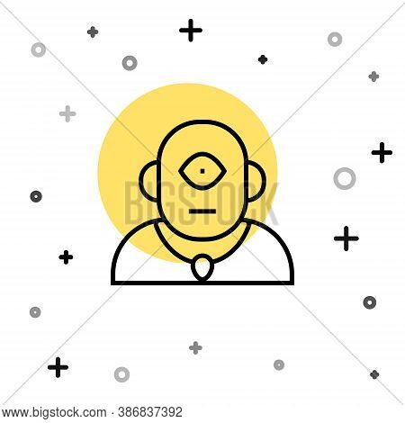 Black Line Cyclops Icon Isolated On White Background. Random Dynamic Shapes. Vector