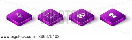 Set Isometric Computer Api Interface, Document And Lock, Lock Check Mark And Folder Icon. Vector