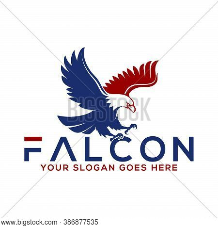 Falcon Typography Vector Logo Illustration, Good For Mascot Delivery Or Logistic Logo Industry Flat 