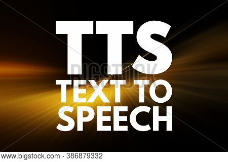 Tts - Text To Speech Acronym, Technology Concept Background
