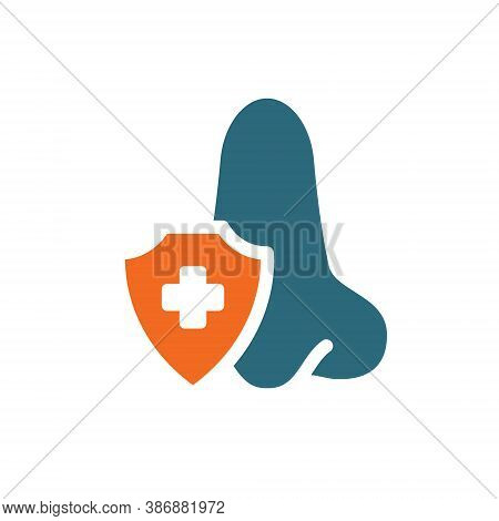 Healthy Protected Nose Colored Icon. Treatment, First Aid For Olfactory Organ Diseases Symbol