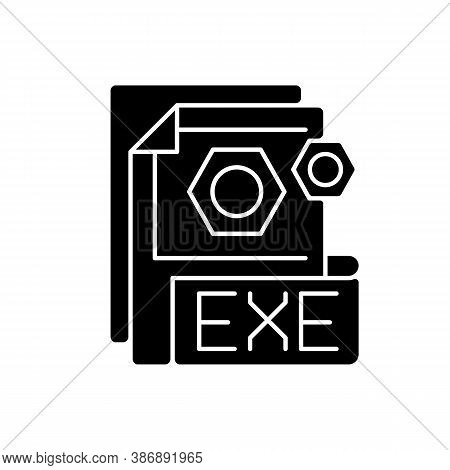 Exe File Black Glyph Icon. File Format. Common Filename Extension. Executable File. Computer Program