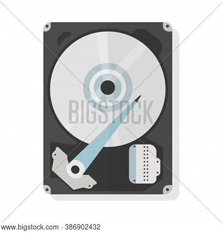Graphic Illustration Of Hard Disk Drive Hd In Vector Design Isolated On White Background. Modern Det