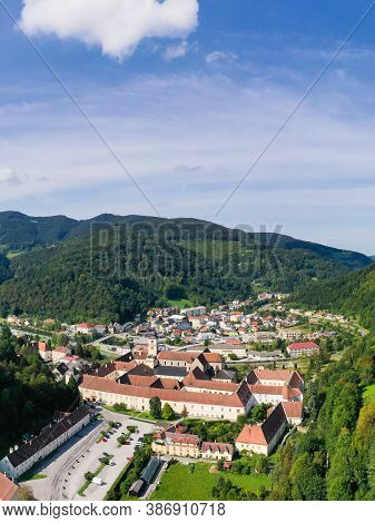 Lilienfeld Abbey, A Cistercian Monastery In Lower Austria. Aerial View To The Historic Landmark And 