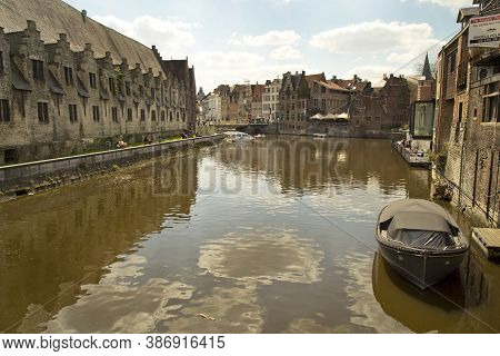 Ghent, Belgium.04 Mai 2016. Channel In Center Of Ghent.