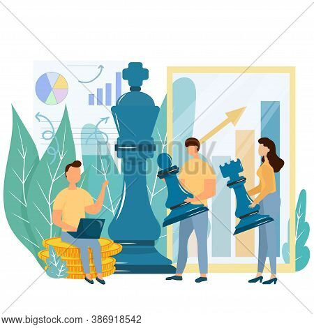 Business Development, Strategy, Team Work Concept Stock Vector Illustration In Flat Style. Character