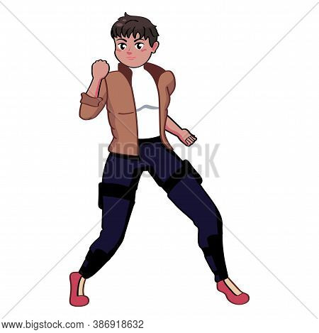 Isolated Heroe Brown Manga Comic Icon- Vector