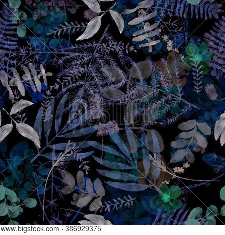 Seamless Pattern Of Watercolor Flowers. Design For Fabric, Paper. Illustration Of Flower Fields.autu