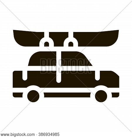 Car Driven Boat Canoeing Icon Vector . Contour Illustration