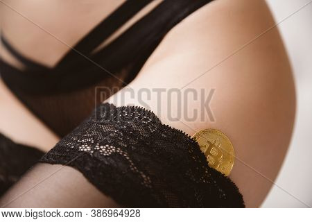 Concept Payment Of Pornography And Prostitution Bitcoin Online Cryptocurrency, Dark People Market