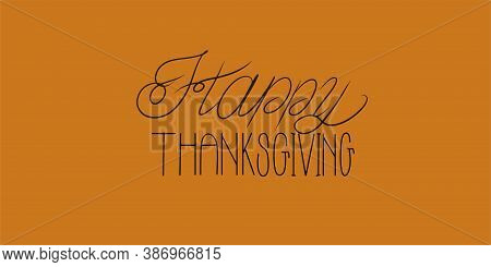 Happy Thanksgiving Hadn Written Calligraphy Horizontal Banner