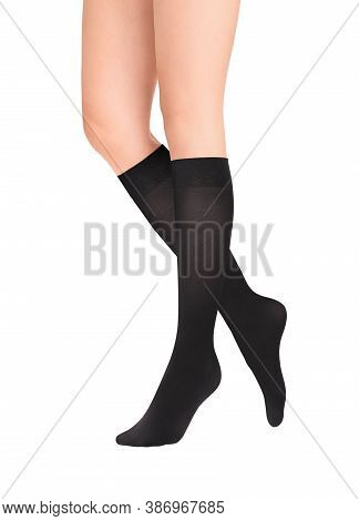 Calves Or Medical Compression Stockings For Varicose Veins And Venouse Therapy. Compression Hosiery.