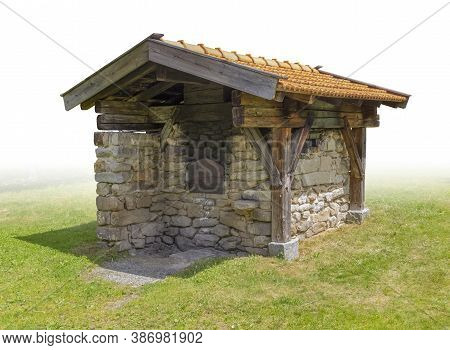 Historic Small Bakehouse Gradient Isolated In White Back
