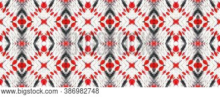 Aztec Lace Pattern. Repeat Tie Dye Rapport. Ikat Islamic Design. Abstract Ikat Motif. Red, Black, Wh