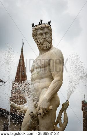 Closeup Of The Fountain Of Neptune By Bartolomeo Ammannati 1560-1565, Piazza Della Signoria, Florenc