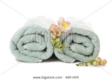 Vihreä pyyhkeet kukkia