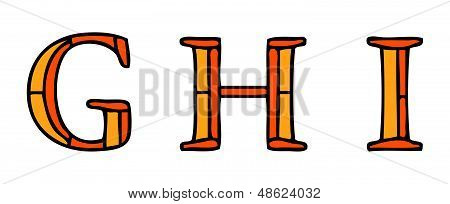 G H I
