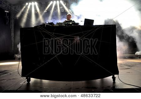 DJ Paul Kalkbrenner from Berlin, Germany performs live on the stage