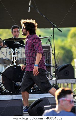 Live rock concert, artist on the stage