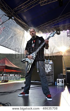 Heavy metal band performs live a rock concert