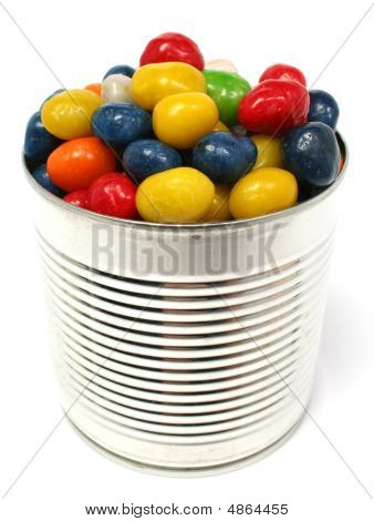 Dulces multicolores con pasas de uva en Banco de Metal