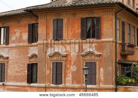 Old roman house by Spanish steps in Rome