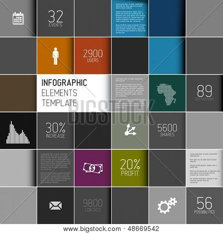 Vector abstract vierkanten donkere achtergrond afbeelding / infographic sjabloon met plaats voor uw cont
