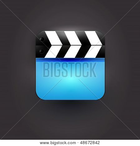 User interface clapboard Icon with blue screen