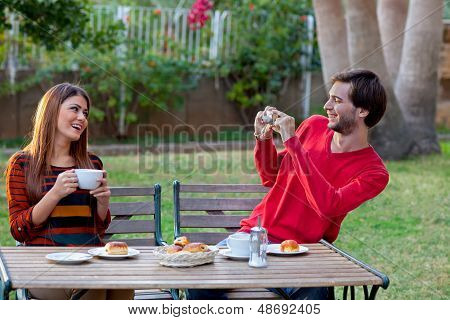 Photographers At Outdoor Cafe