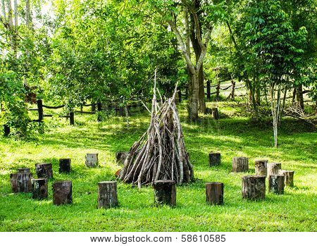 Wooden camp fire
