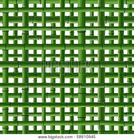 Seamless Background Of Green Bamboo Grid.