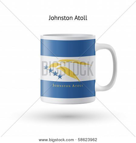 Johnston Atoll flag souvenir mug on white background.