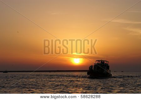 The setting sun