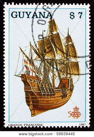 Postage Stamp Guyana 1988 Grande Francoise, Ship