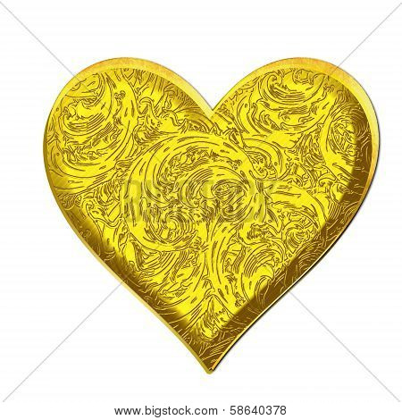 Gold Heart with Texture Surface.