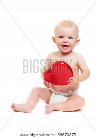 Child With Toy In Form Heart