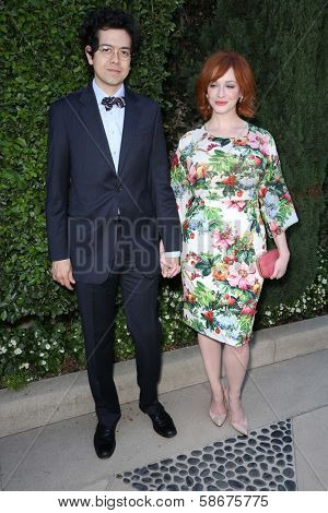 Geoffrey Arend and Christina Hendricks at The Rape Foundation's Annual Brunch, Private Location, Beverly Hills, CA 09-29-13