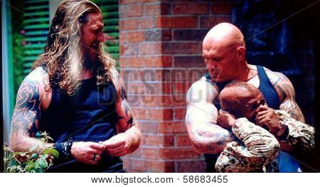 Andy MacKenzie, Krzysztof Soszynski and Ricco Ross on the set of 