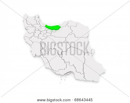 Map of Mazandaran. Iran. 3d