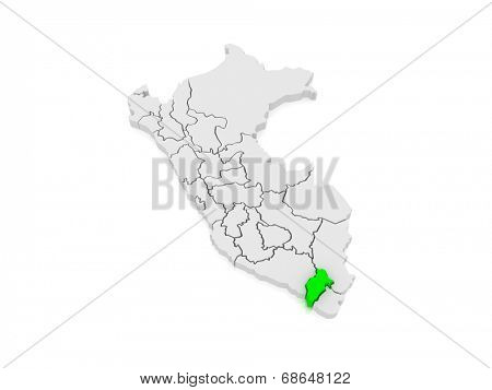 Map of Moquegua. Peru. 3d