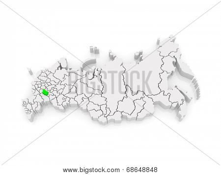 Map of the Russian Federation. Penza region. 3d