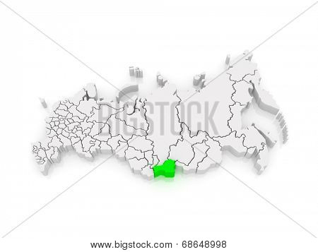 Map of the Russian Federation. Republic of Tyva (Tuva). 3d