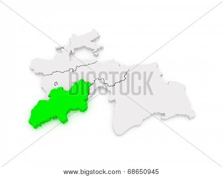 Map of Khatlon. Tajikistan. 3d