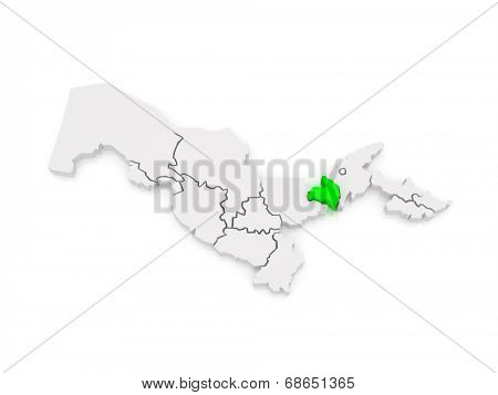 Map of Darya region. Uzbekistan. 3d